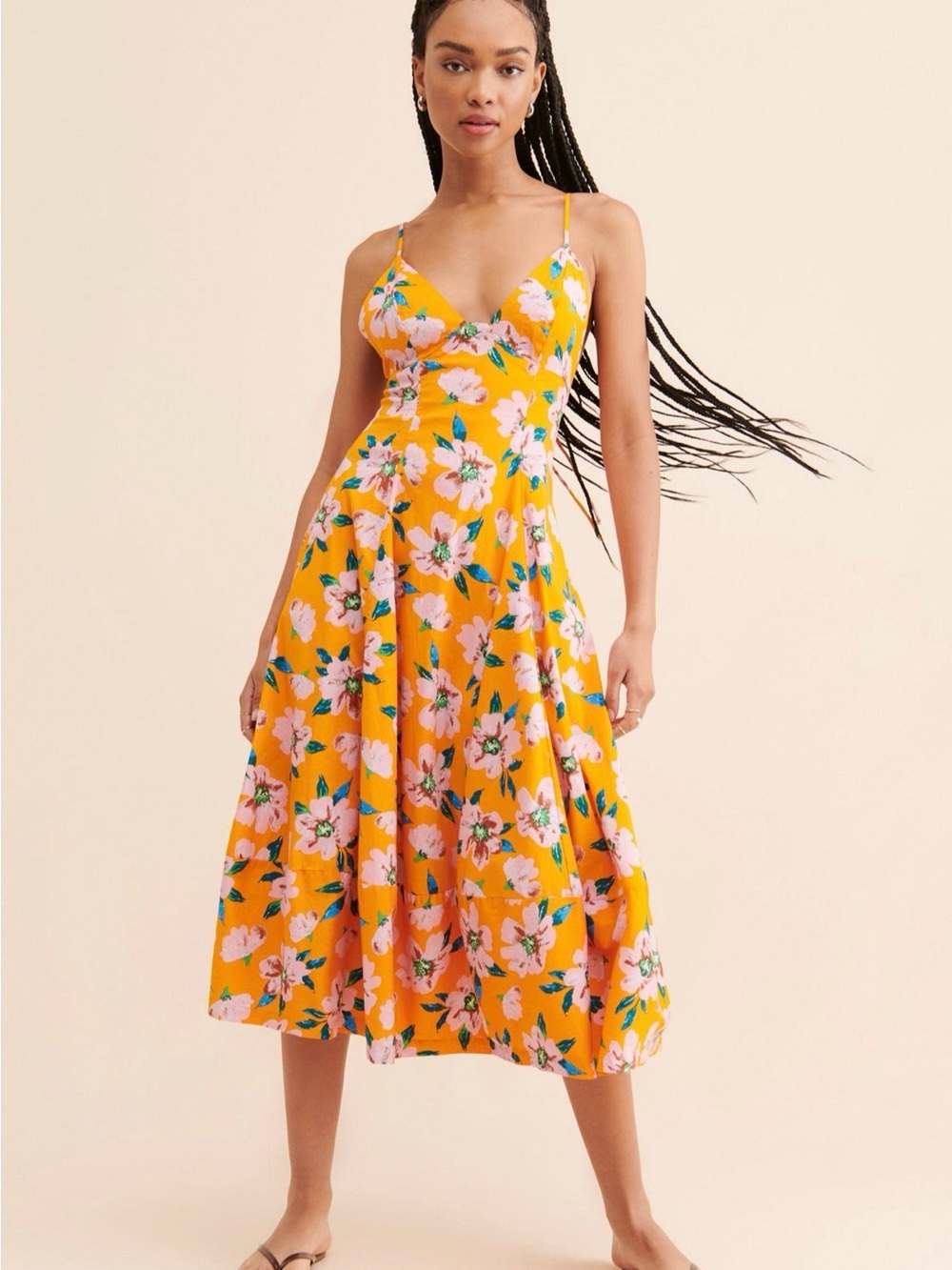 Free People Finer Things Midi Dress L Sunshine Combo | Unworn